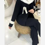 کت شلوار زنانه مجلسی پارچه مازراتی دبل سایز بزرگ و معمولی مدل پاپیون - تصویر 6