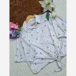 شومیز گره ای راه راه میو جنس پری صابونی کریستالی فری سایز - تصویر 8