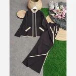 ست سویشرت و شلوار زنانه جنس سوپر مازراتی گرم بالا رنگ بندی مشکی قهوه ای سرمه ای فری سایز 38 تا 46 - تصویر 2