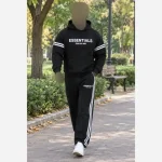 ست هودی شلوار دورس توکرکی طرح ESSENTIALS رنگ مشکی سایز XL و 2XL - تصویر 3