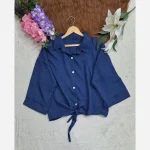 شومیز گره ای سوپر شانتون گرم بالا آستی پاکتی کیمونو فری سایز - تصویر 3
