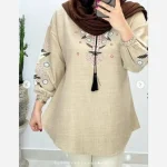 تونیک چاپی رنگی آرامش جنس شانتون درجه یک فری سایز - تصویر 4