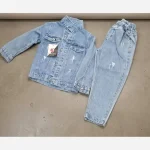 کت شلوار لی بچگانه پاییزه گلدوزی شده پشت کت سایز 40 تا 55 - تصویر 3