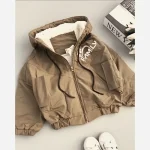 سویشرت کاپشنی بچگانه رویه شمعی ضخیم برزنتی داخل پشم شیشه ببعی قواره آزاد باکسی - تصویر 4