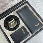 پک هدیه مردانه چرمی شامل کیف پول جاکارتی و کمربند مشکی و عسلی - تصویر 8