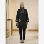 مانتو گلدوزی شده مدل راز جنس شانتون اسلپ قد 91 سانت - تصویر 7
