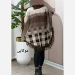 پانچ بافت طرح برفی آستین کشبافت فری سایز - تصویر 4