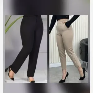 شلوار راسته اداری مازراتی زنانه قد 90 تا 95 رنگ مشکی و کرم