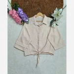 شومیز گره ای سوپر شانتون گرم بالا آستی پاکتی کیمونو فری سایز - تصویر 4