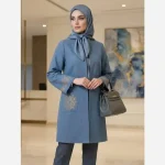 مانتو زنانه شانتون اسلپ گلدوزی شده مدل راز قد 91 سایز بزرگ تا 56 - تصویر 2