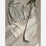ست سه تیکه سویشرت کراپ و شلوار دورس پنبه تو کرکی مدل انجل سایز 36 تا 46 - تصویر 11