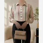 شومیز یقه مردونه لینن مدل ژینا سایز 36 تا 48 - تصویر 5
