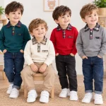 بلوز گپ یقه چهارخونه پسرانه بافت مجلسی سایز 2 تا 4 سال - تصویر 9