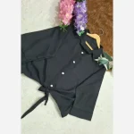 شومیز گره ای سوپر شانتون گرم بالا آستی پاکتی کیمونو فری سایز - تصویر 6