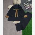 ست 2 تیکه پاییزه مدل دلداده جنس سوپرمازراتی اعلا سایز فری مناسب 38 تا 46 رنگ مشکی قهوه ای نسکافه ای - تصویر 2