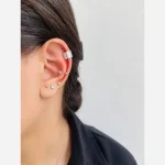پک گوشواره دخترانه برنجی مدل ایرکاف چندتکه رنگ طلایی و نقره ای - تصویر 6