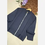 سویشرت جلوزیپ دار اسپرت دخترانه پسرانه زنانه سرمه ای جنس والرین گرم بالا فری سایز - تصویر 11