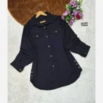 مانتو کتان بغل دکمه ژینا کتان کش اعلا فری سایز - تصویر 7