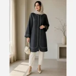 مانتو زنانه گلدوزی مدل ریوا جنس شانتون ژاکارد سایز 36 تا 52 - تصویر 6