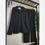 ست تیشرت یقه کوبایی و شلوار مردانه جنس کبریتی فتیله ای فری سایز رنگ بندی متنوع - تصویر 4