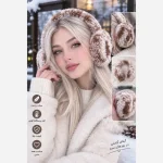 گوش گیر دخترانه زمستانی پشم الکاپا قهوه ای سفید خزدار