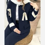 کت شلوار زنانه مجلسی پارچه مازراتی دبل سایز بزرگ و معمولی مدل پاپیون - تصویر 2