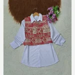 جلیقه زنانه فرحناز جنس گلیمی گرم بالا فری سایز رنگ قرمز و آبی - تصویر 2