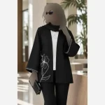 مانتو گلدوزی شده کرپ مازراتی نخ تویست مدل آیماز دو سایز 40 تا 56 - تصویر 4
