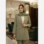 مانتو زنانه کتی مزونی مدل آبان کرپ مازراتی خرجکار کریستالی - تصویر 4