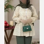 مانتو عروسکی وال ژاکارد گل گچی مدل آیسل تک سایز - تصویر 2
