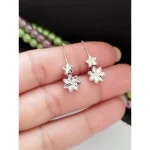 گوشواره نقره زنانه آویز عیار 925 با روکش طلا سفید طرح خاص - تصویر 11