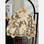 بلوز شلوار دخترانه دورس طرح پروانه رنگ سفید کرم شکلاتی سایز 45 تا 65 - تصویر 6