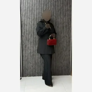 کت شلوار مجلسی زنانه میترا پارچه مازراتی دبل رنگ مشکی