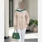 مانتو عروسکی وال ژاکارد گل گچی مدل آیسل تک سایز - تصویر 11