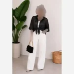شومیز گره ای زنانه جنس آیوا کریستال فری سایز - تصویر 3