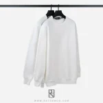 دورس ساده بیسیک سفید دورس توکرک لاکرا دار حوله ای آستین بلند یقه گرد سایز بزرگ و معمولی