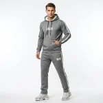 ست هودی و شلوار مردانه جنس پارچه مولینه داخل کرک رنگ طوسی