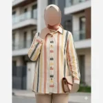 شومیز یقه مردونه لینن مدل ژینا سایز 36 تا 48 - تصویر 8