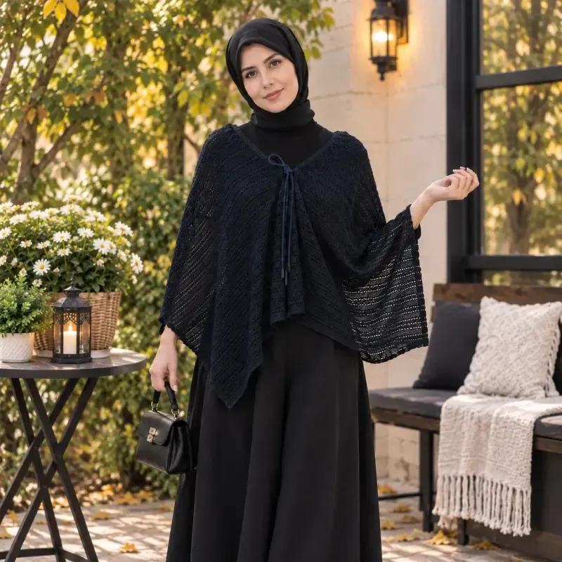902c58db-5bb6-48e8-9158-fe9446f51490 شال بافت پاییزه و زمستانه سه رنگ مشکی سرمه ای قهوه ای ابعاد 150 در 50 - تصویر 1