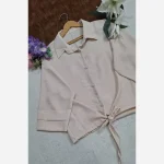 شومیز گره ای سوپر شانتون گرم بالا آستی پاکتی کیمونو فری سایز - تصویر 7
