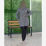 مانتو نخ پنبه لارج رنگ طوسی - تصویر 2
