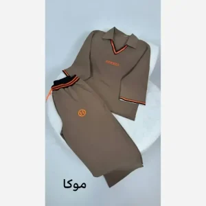 ست تیشرت شلوار هرمس جنس دبل مازراتی گرم بالا پاییزه فری سایز