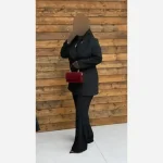 کت شلوار مجلسی زنانه میترا پارچه مازراتی دبل رنگ مشکی - تصویر 3