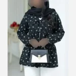مانتو عروسکی وال ژاکارد گل گچی مدل آیسل تک سایز
