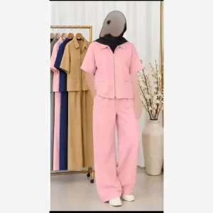 وست و شلوار زنانه مونالیزا جنس پوپلین پائیزی گرم بالا فری سایز