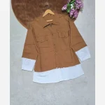 مانتو کتان نازلی ترکیبی فری سایز 38 تا 46 رنگ مشکی و نسکافه ای - تصویر 4