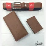 پک هدیه مردانه چرمی شامل کیف پول جاکارتی و کمربند مشکی و عسلی - تصویر 7
