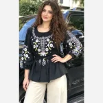 تونیک چاپی رنگی آرامش جنس شانتون درجه یک فری سایز - تصویر 9