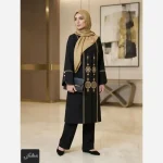 مانتو زنانه مجلسی آوا شانتون اسلپ گلدوزی تا سایز 56 - تصویر 9