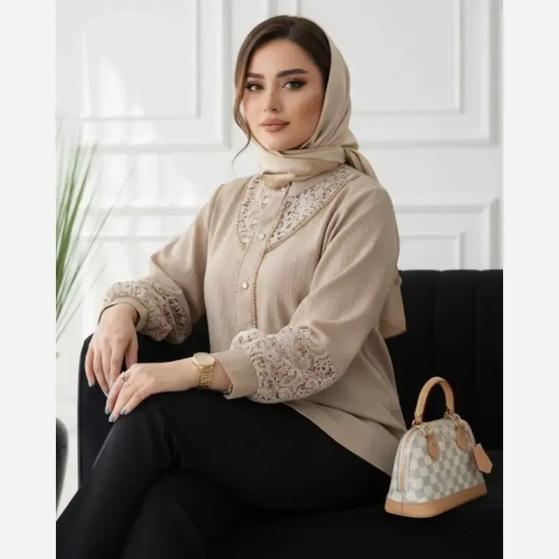 ad97326e-f83c-49fd-93e6-c42f09356064 شومیز زنانه مدل ملورین توکی کراش سایز 38 تا 58 - تصویر 1